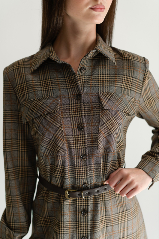 Платье в клетку на пуговицах 
